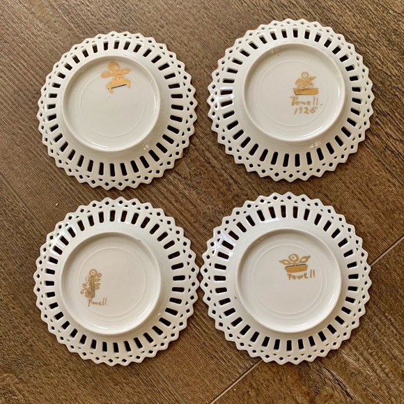 Vintage 1925 Powell Porcelain Reticulated Trinkets Dishes - Picture 8 of 11